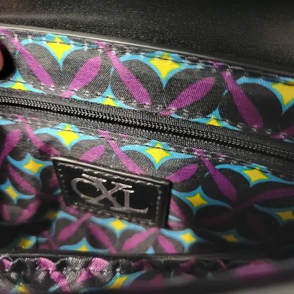 CXL by Christian Lacroix Crossbody Bag Womens Black Laine Matte Patent Purse - Picture 9 of 16